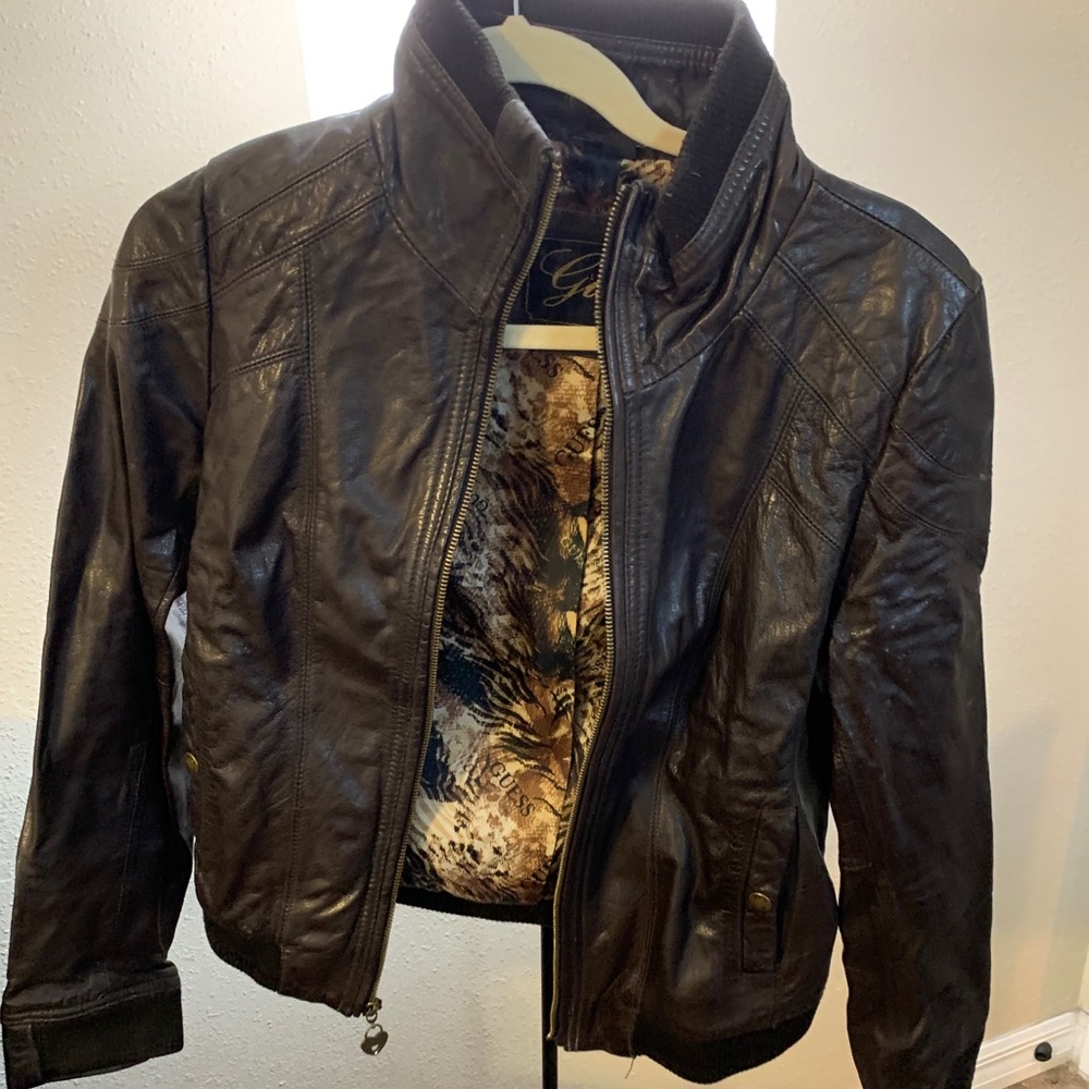 Guess Women’s brown leather jacket
